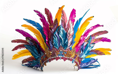  Cocar de penas para mulheres, festa de carnaval brasileiro, peça de cabeça, cocar de coroa de lantejoulas, fundo branco