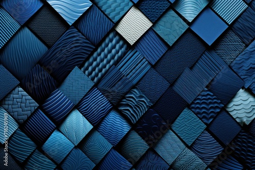 blue different pattern illustrations of individual different woven fabric patterns