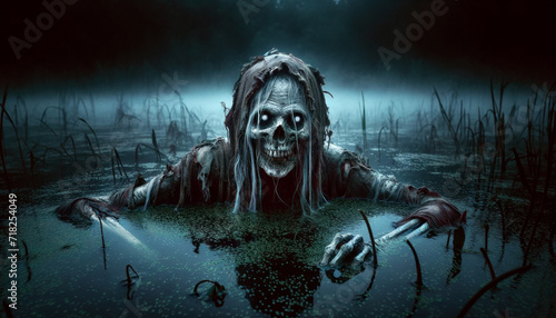 Utopiec topielec creature from polish folklore. Undead individual who died drowning 