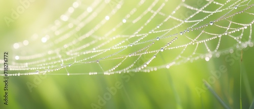 Close Up of Dew Covered Spider Web