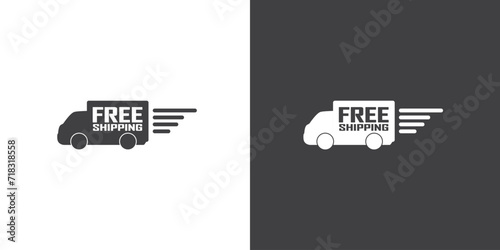 Vector Free shipping delivery icon in flat style. Express delivery trucks, Free shipping, Delivery icon vector illustration in simple black style symbol sign for apps and website.