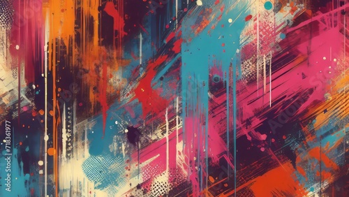 A dynamic abstract graffiti canvas bursting with vivid colors and energetic strokes.