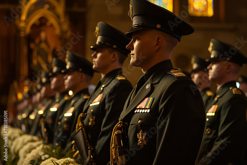 A military honor guard performing a 21-gun salute, expressing respect and courage with care and love, faith and tradition