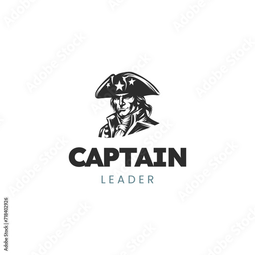 Pirate captain with spyglass in camisole and hat with feather