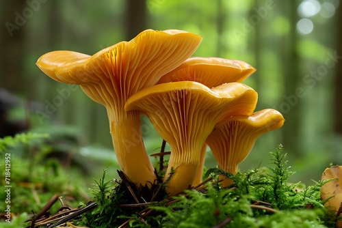 chanterelle mushrooms grow in the forest