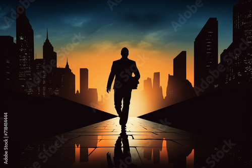Silhouette of Ambitious Businessman