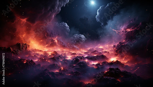 Night sky, cloud backgrounds, nature galaxy, dark star nebula Astronomy dusk generated by AI