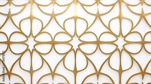 3D illustration of white background with gold ornament pattern.