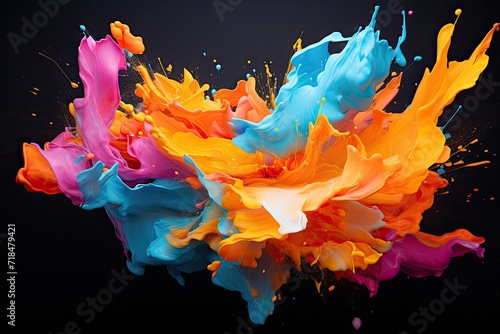A chaotic fusion of multicolored colors on a dark background.