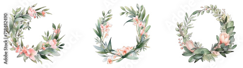 3d green floral wreath in png