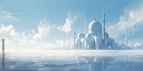 A luxurious and large white mosque. generative AI