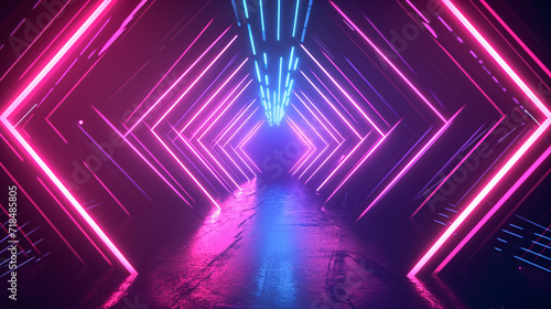 Neon background with arrows and ascending lines.