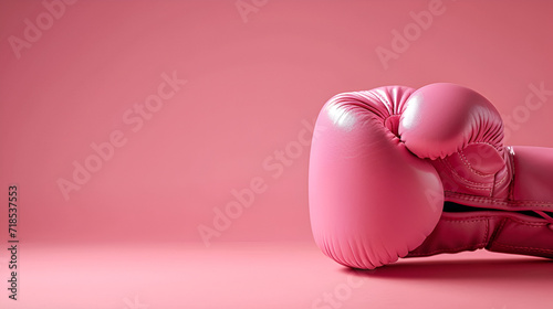 a pink female boxing gloves for gym and ring training and fitness exercise activity and girls women power concepts banner and isolated on clean background, generative ai