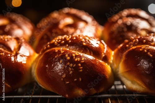 Fresh Challah Bread in Oven