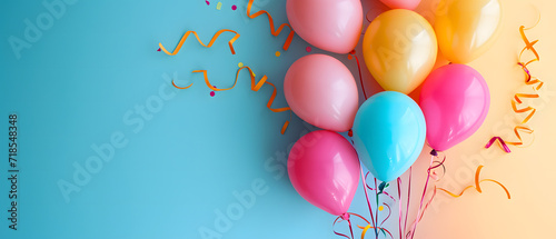 Bunch of Balloons With Streamers and Confetti