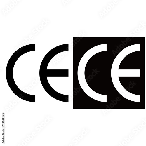 CE mark collection. CE icon symbol vector. Certification Mark set. CE sign black and white. Vector illustration
