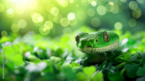 Snake on green background for St. Patrick's Day Festivities.