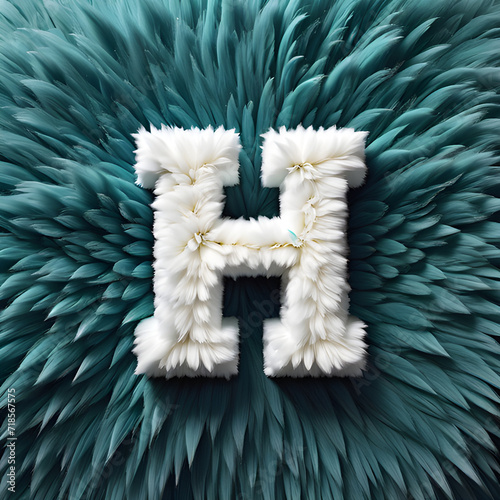 Fluffy textured "H", monotonous background, alphabet