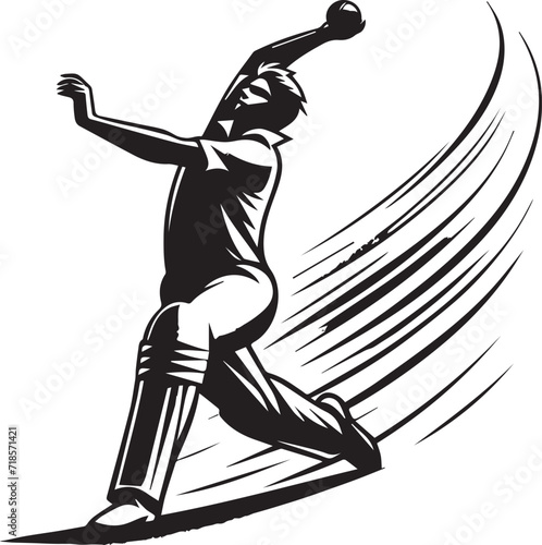 Cricket Bowler Bowling Action Silhouette Design, 