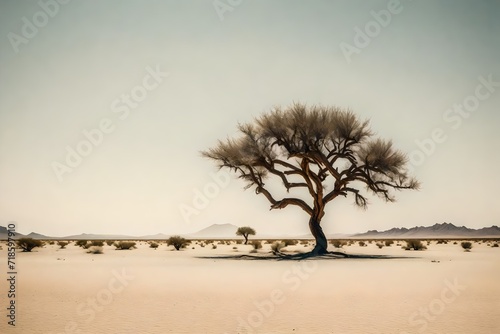 single isolated tree in the desert