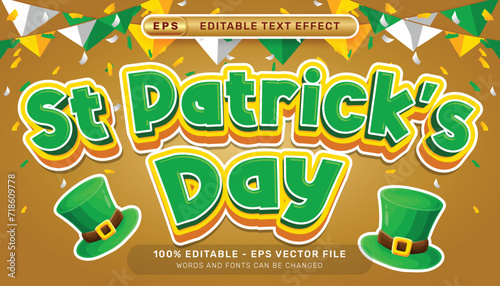 st patrick's day 3d text effect and editable text effect whit st patrick's day element