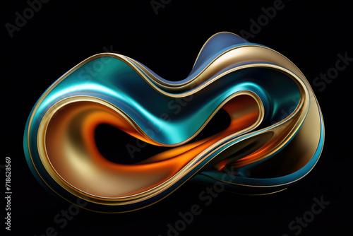 Abstract 3D distorted colourful fluid form of indefinite shape 