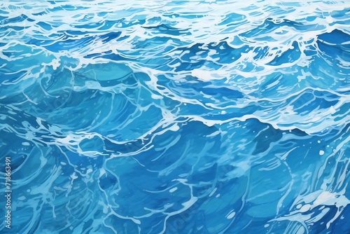 Blue sea water background with ripples and waves, Closeup