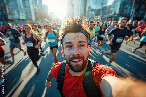 Marathon runner, selfie