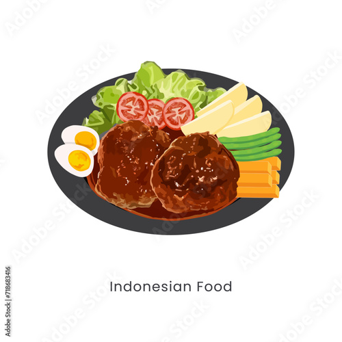 Hand drawn vector illustration of selat solo or bistik jawa traditional indonesian culinary