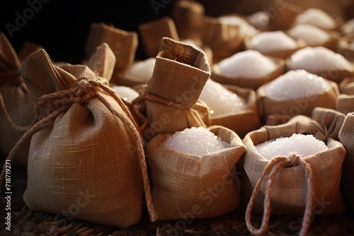 sack filled with sweet white sugar. generative AI