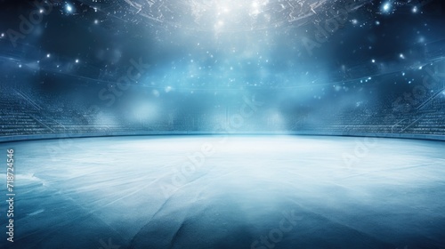 Snowy ice rink background. Generative AI