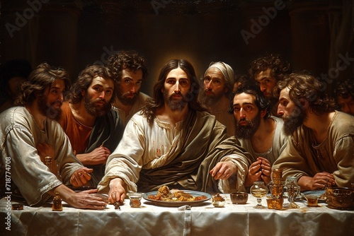 Jesus and the Disciples Share a Meal Together Generative AI