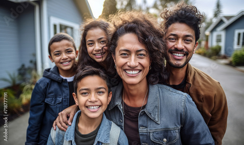 Multi-Ethnic Family Happiness Captured on Home Driveway