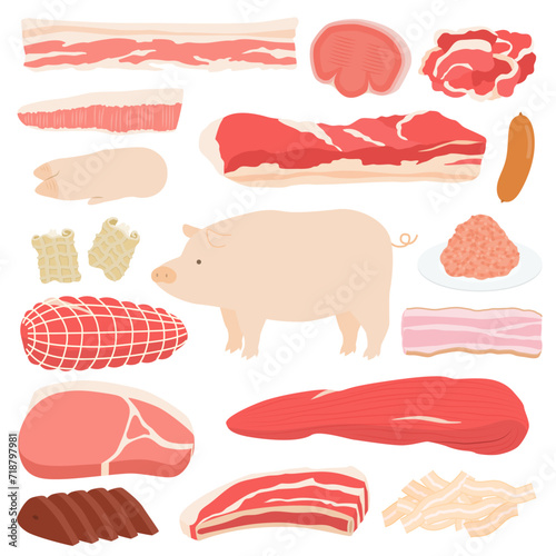 豚肉のイラストセット