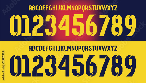 font vector team 2012 kit sport style font. football style font with lines and points inside. messi. Barcelona font. sports style letters and numbers for soccer team