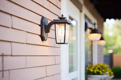 outdoor wall sconce lighting up a homes exterior