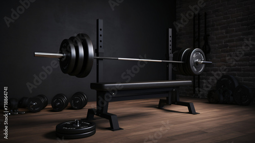 3d render barbell on the bench bench press