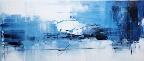 blue with black and white abstract painting