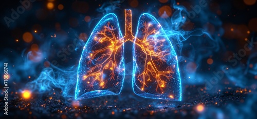 Glowing Lungs: A Breathtaking View of the Respiratory System Generative AI