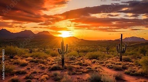 Saguaro cactus sunset contributing to a healthy eco system , Saguaro cactus sunset, healthy eco system, desert