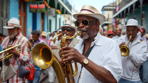  An energetic photograph of a lively jazz band 