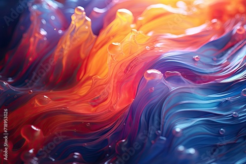Abstract blending of liquid paints in slow motion.