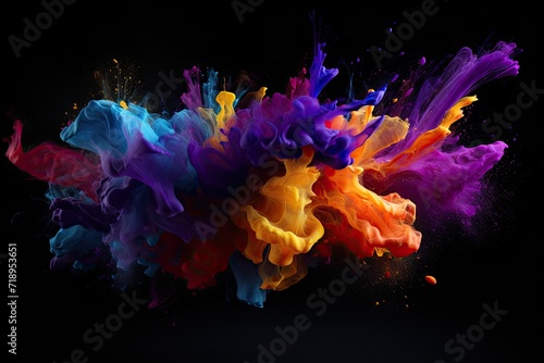 Splash paint collection isolated on black background