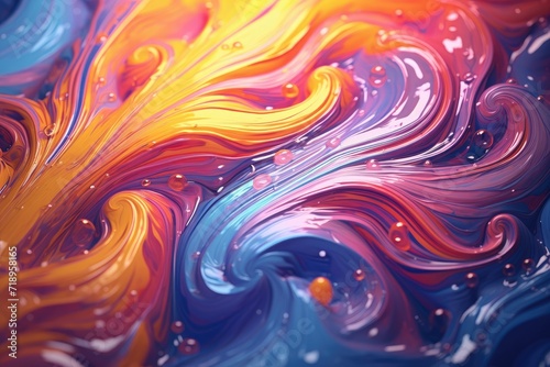 Abstract acrylic paint color swirls in water background.