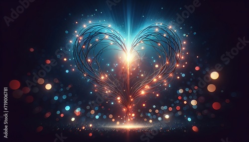 Ethereal Heart. Swirls of Light and Stardust in Cosmic Harmony