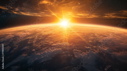 The Sun Rising Over the Earth From Space