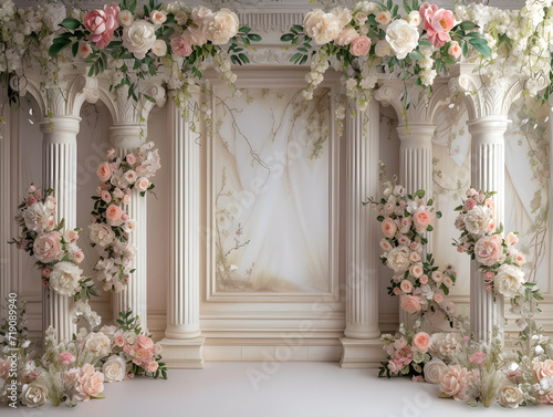 Decorative Floral pattern interior for wedding, ceremony, arch, flower