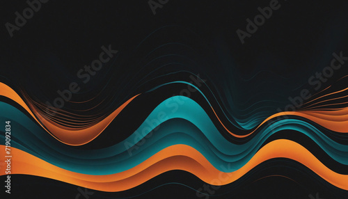 Colorful psychedelic gradient color wave on black background, music cover dance party poster design