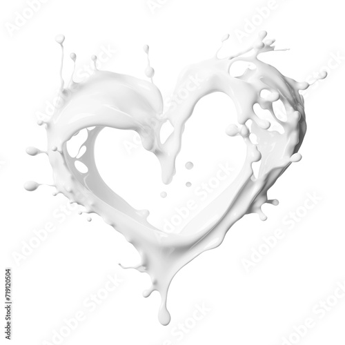 Heart shaped milk splash isolated