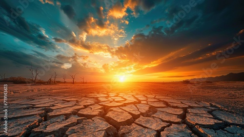 Canal middle agricultural dry by drought and heatwave on summer. water crisis and water stress on summer during long term drought on summer.